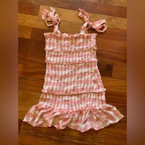 Pink and White Gingham Ruffle Sundress